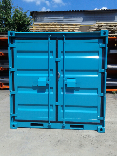10´- Lagercontainer mit stirnseitigen Gabelstaplertaschen und kompletter Einbruchsicherung