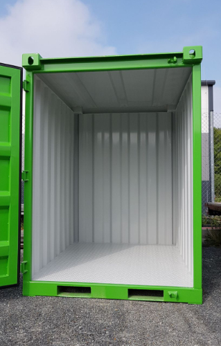 Palettenbreiter Lagercontainer mit kompletter Einbruchsicherung in Sonderbauweise